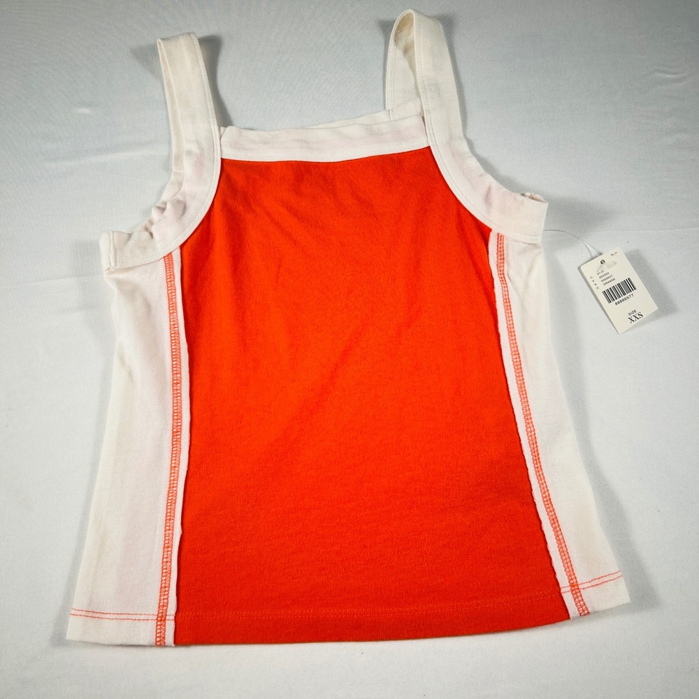 Pilcro Anthropologie Orange White Colorblock Tank Top‎ Square Neck XXS New